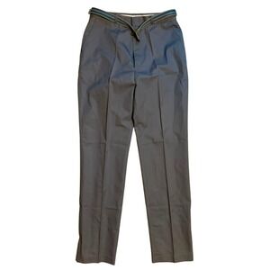 Pyramid Vintage Gray Pleated High Waist Straight Leg Trouser W/ Belt Size 15/16
